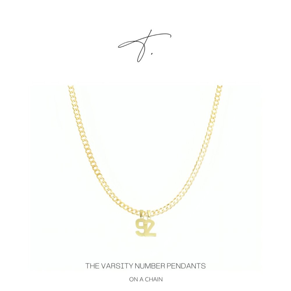 The Varsity Number Pendants on a Chain